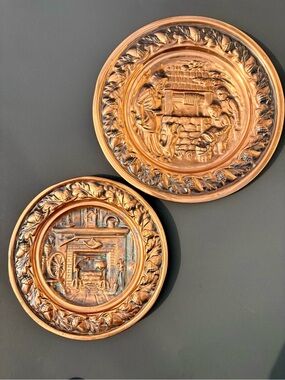 Vintage Decorative Coppercraft Guild Copper Wall Plates - Pair